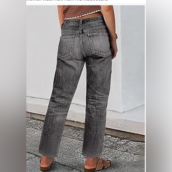 Flamingals Wash Mid Waist Straight Leg Crop Jeans Size Medium NWT - Picture 2 of 9